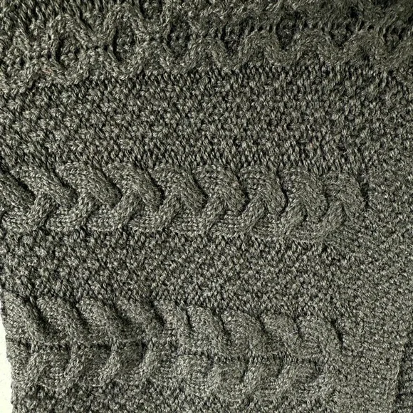 Vintage Inis Crafts Chunky Cardigan Sweater Women's Large Black Cable Knit Wool - Picture 7 of 8